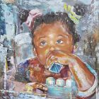 &#039;Piecing together&#039;<br />(50cm X 50cm)<br />Mixed media on canvas