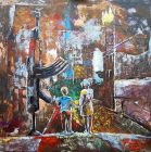 &#039;Entrapment 2&#039;<br />(100cm X 100cm)<br />Mixed media on canvas