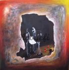 &#039;Drink with me&#039;    Mixed media on canvas (50cm X 50cm)  SOLD